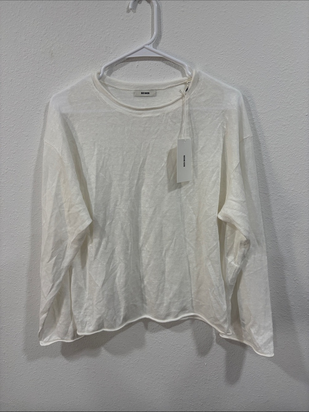Buck Mason Lighthouse Linen Roll Neck Long Sleeve Top Small Natural NWT $158